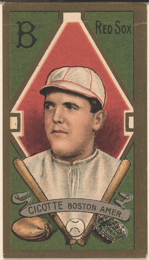 A baseball card portrait of Eddie Cicotte.